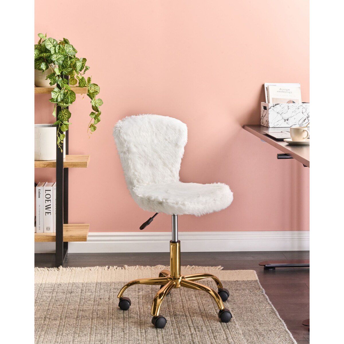 Krzesło biurowe Obrotowy MARGATE Sztuczne futro Biały