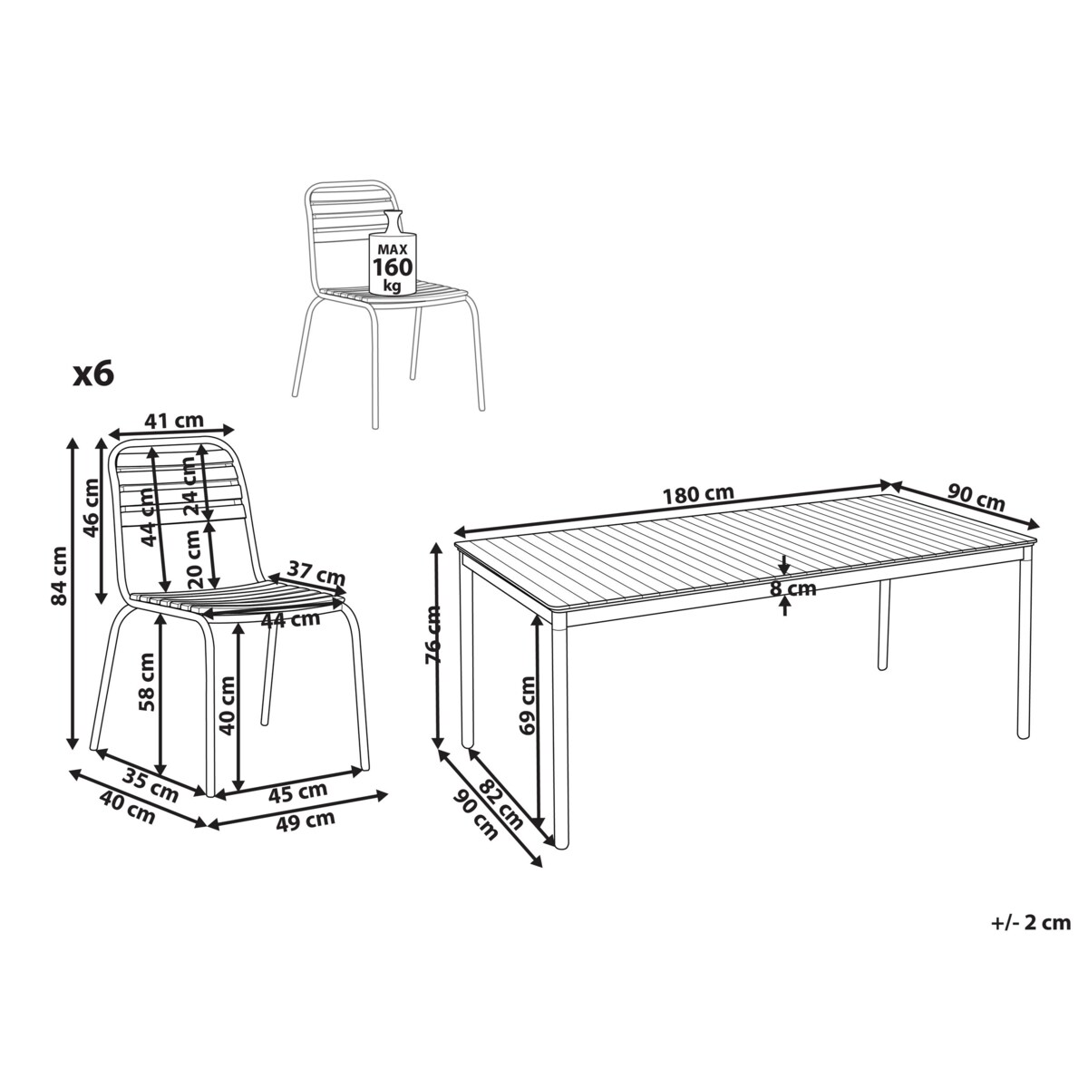 Zestaw jadalniany dla 6 osób Drewno Jasne drewno VALLESE