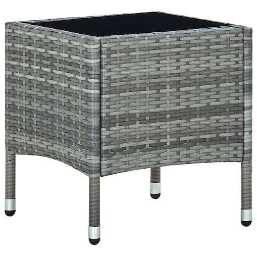 vidaXL Stolik ogrodowy, szary, 40 x 40 x 45 cm, rattan PE