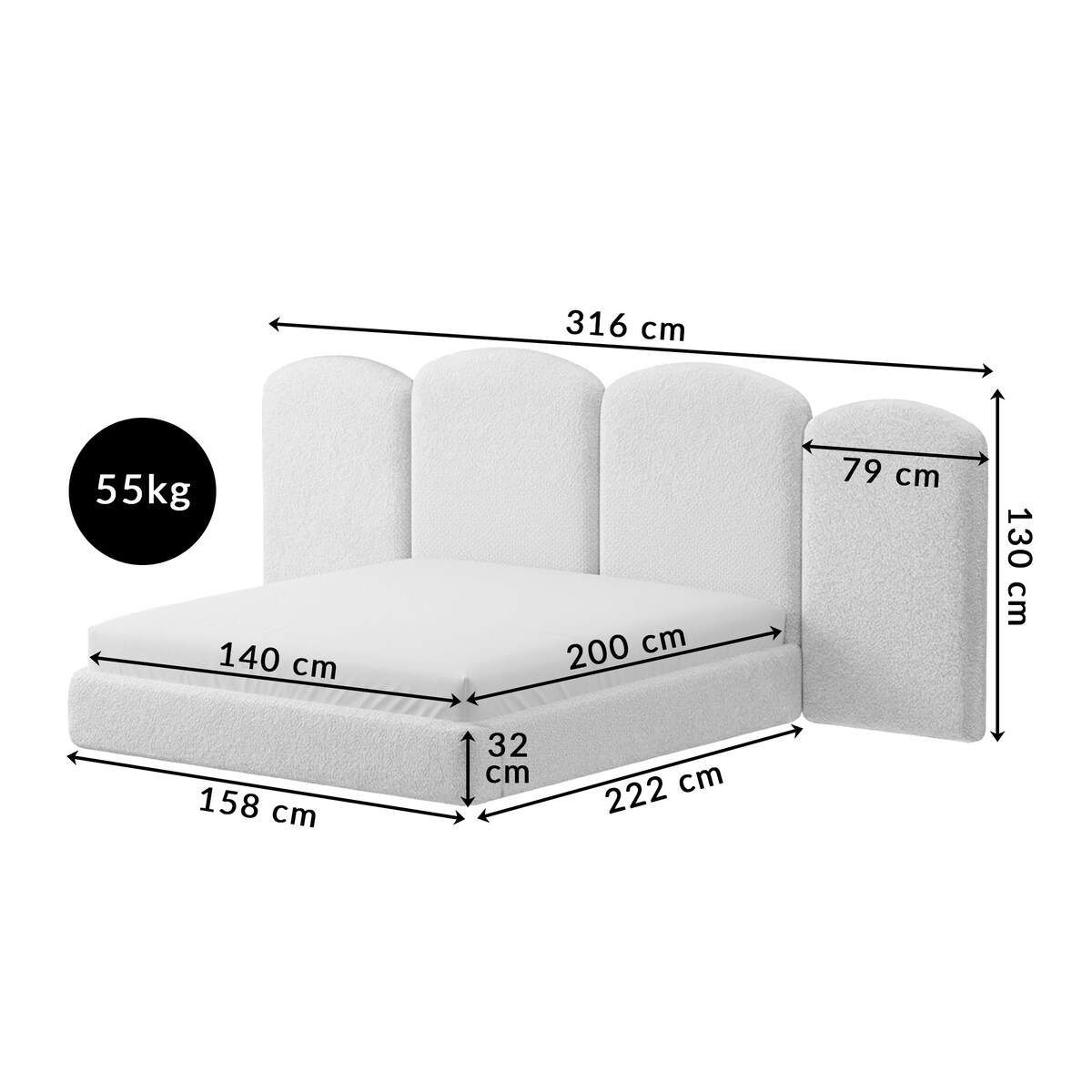 Łóżko Tapicerowane Ravello 140X200 Stelaż Pojemnik Na Pościel Abriamo 03