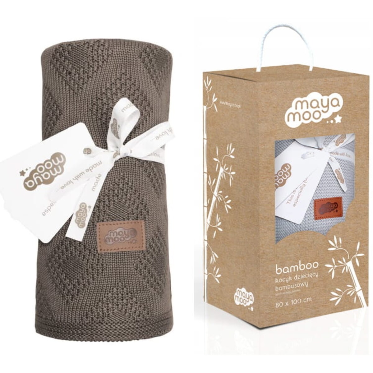 Kocyk Bambusowy 100% Bambus Koc dla Niemowląt Brąz do Łóżeczka miękki