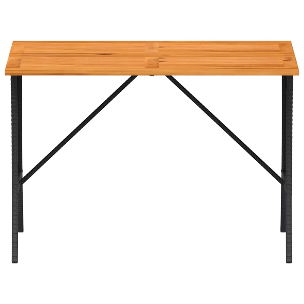 vidaXL Stół ogrodowy z blatem z drewna akacjowego czarny 105x75x72 cm