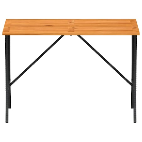 vidaXL Stół ogrodowy z blatem z drewna akacjowego czarny 105x75x72 cm