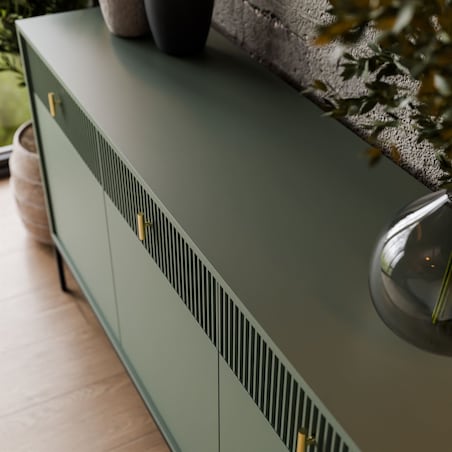 Komoda MIDNIGHT 3D3S z trzema szufladami na stelażu, zielona