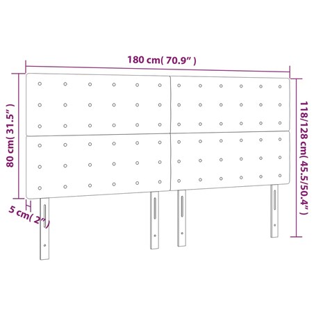 vidaXL Zagłówek jasnoszary 180x5x118/128 cm aksamit