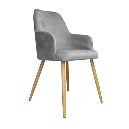 Krzesło WEZERA VELVET szare/dąb