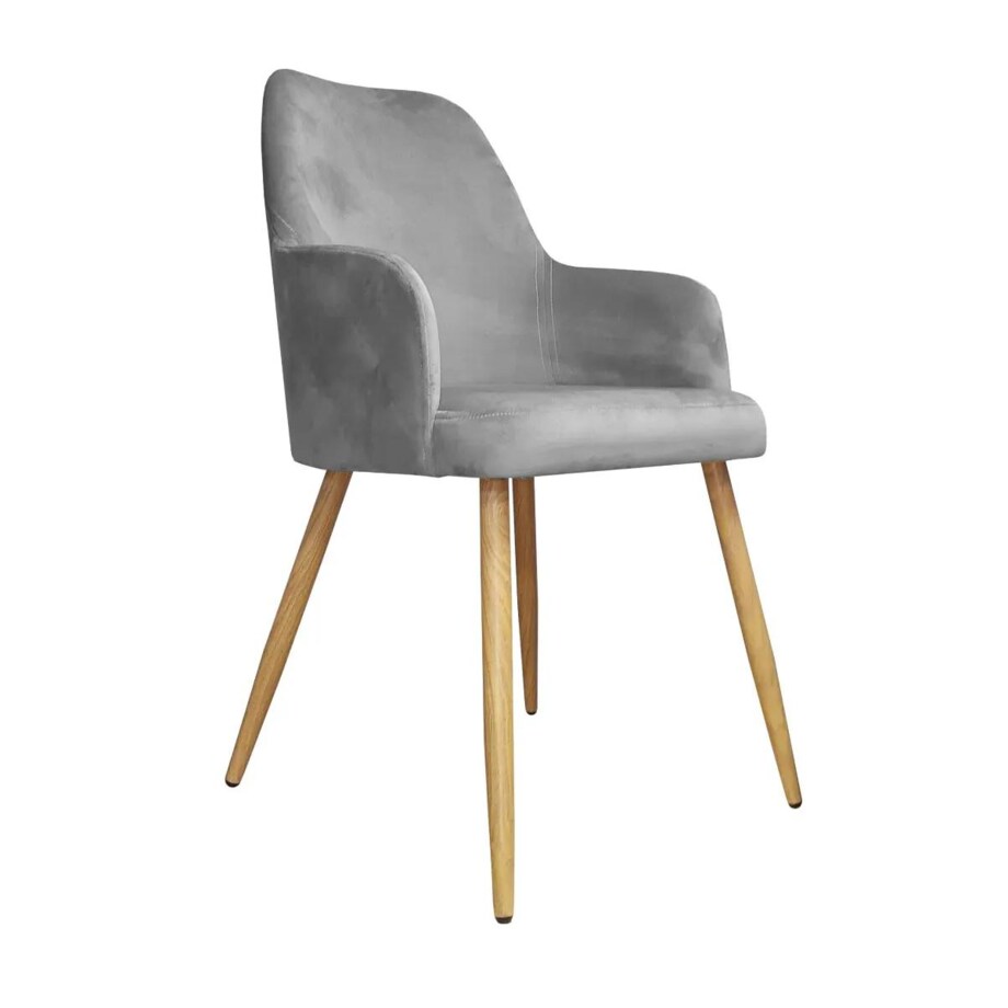 Krzesło WEZERA VELVET szare/dąb