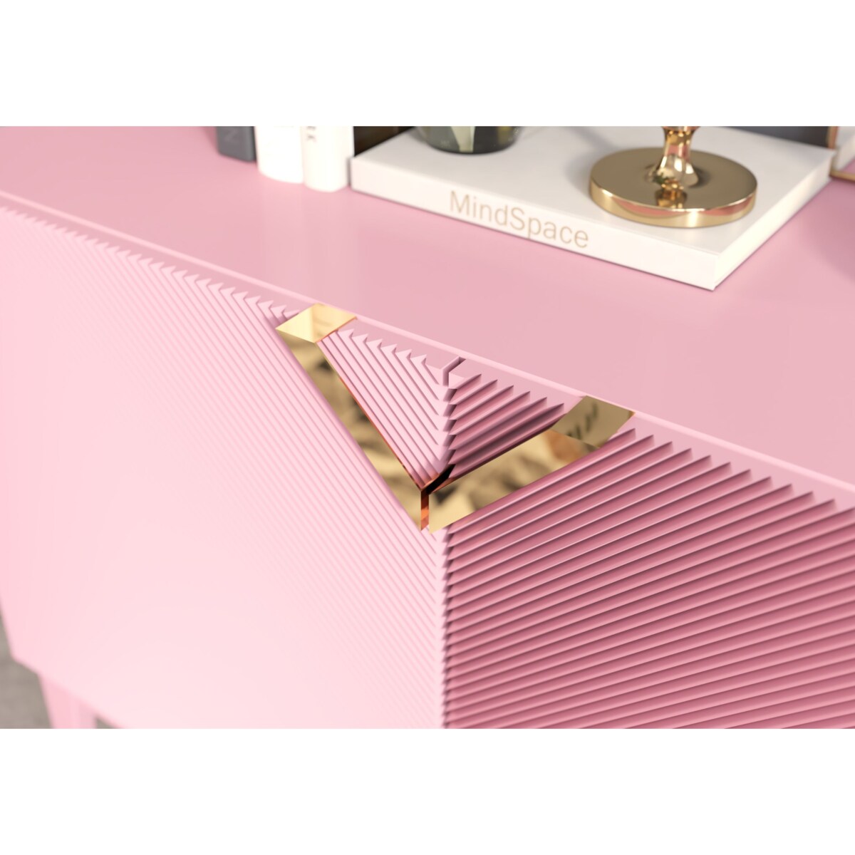 Drewniana komoda Visby DEMI LONG 2D / kolor pudrowy róż / szer. 100,5 cm