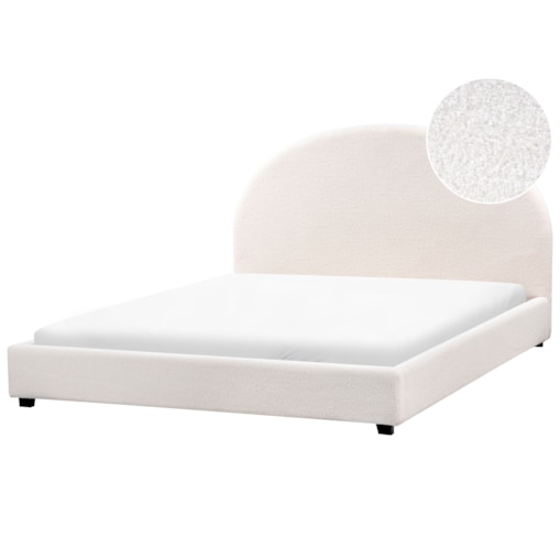 Łóżko Boucle VAUCLUSE 160 x 200 cm Złamana biel