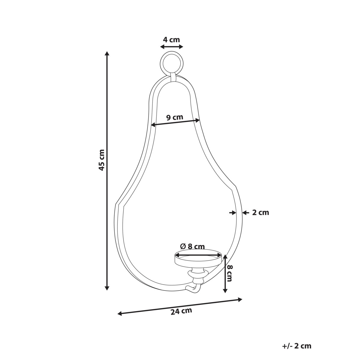Świecznik wiszący BAZARNES Metal 45 cm Złoty