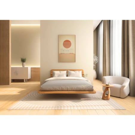 Łóżko lewitujące bukowe JAPANDIC / 160x200 ,kolor naturalny