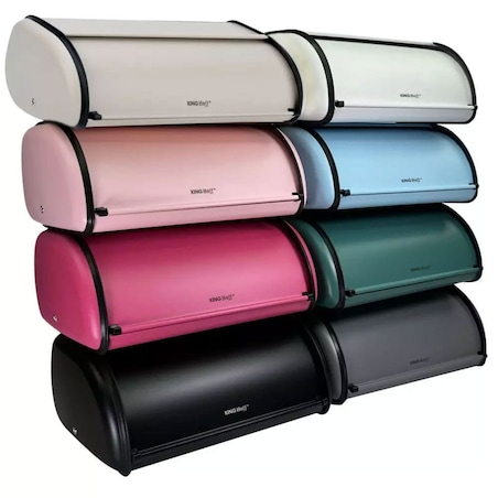 Chlebak stalowy mały 36cm czerwony matowy pojemnik na chleb pieczywo bułki KINGHOFF