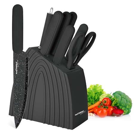 Zestaw Komplet Noży Kuchennych W Czarnym Bloku 8 El Ostrzałka Nożyczki