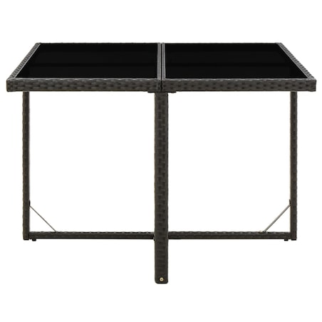 vidaXL Stół ogrodowy, czarny, 109x107x74 cm, polirattan i szkło