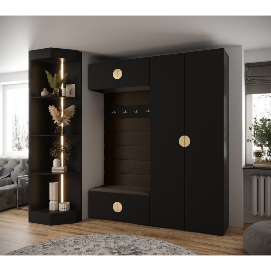 Garderoba do przedpokoju INOVA 4 Z18 czarny+złoty+manila04