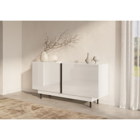 Elegancka biała komoda Dancan ARTEMISA ze złotymi dodatkami / szer. 163 cm