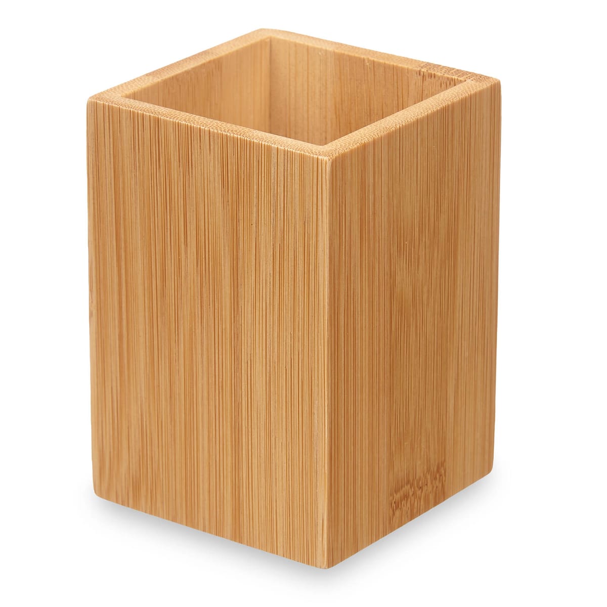 Kubek na szczoteczki do zębów, kwadratowy, bambusowy, 6,8 x 6,8 x 9,7 cm