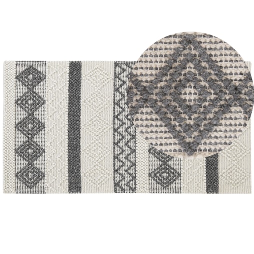 Dywan wełniany 80 x 150 cm beżowo-szary DAVUTLAR
