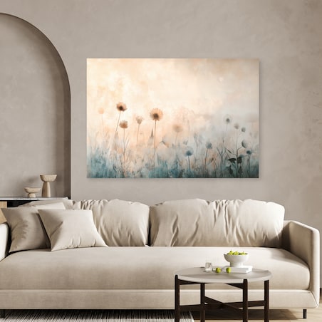 Obraz nowoczesny do salonu sypialni jadalni biura Dmuchawce Łąka Rośliny Beżowy 90x60
