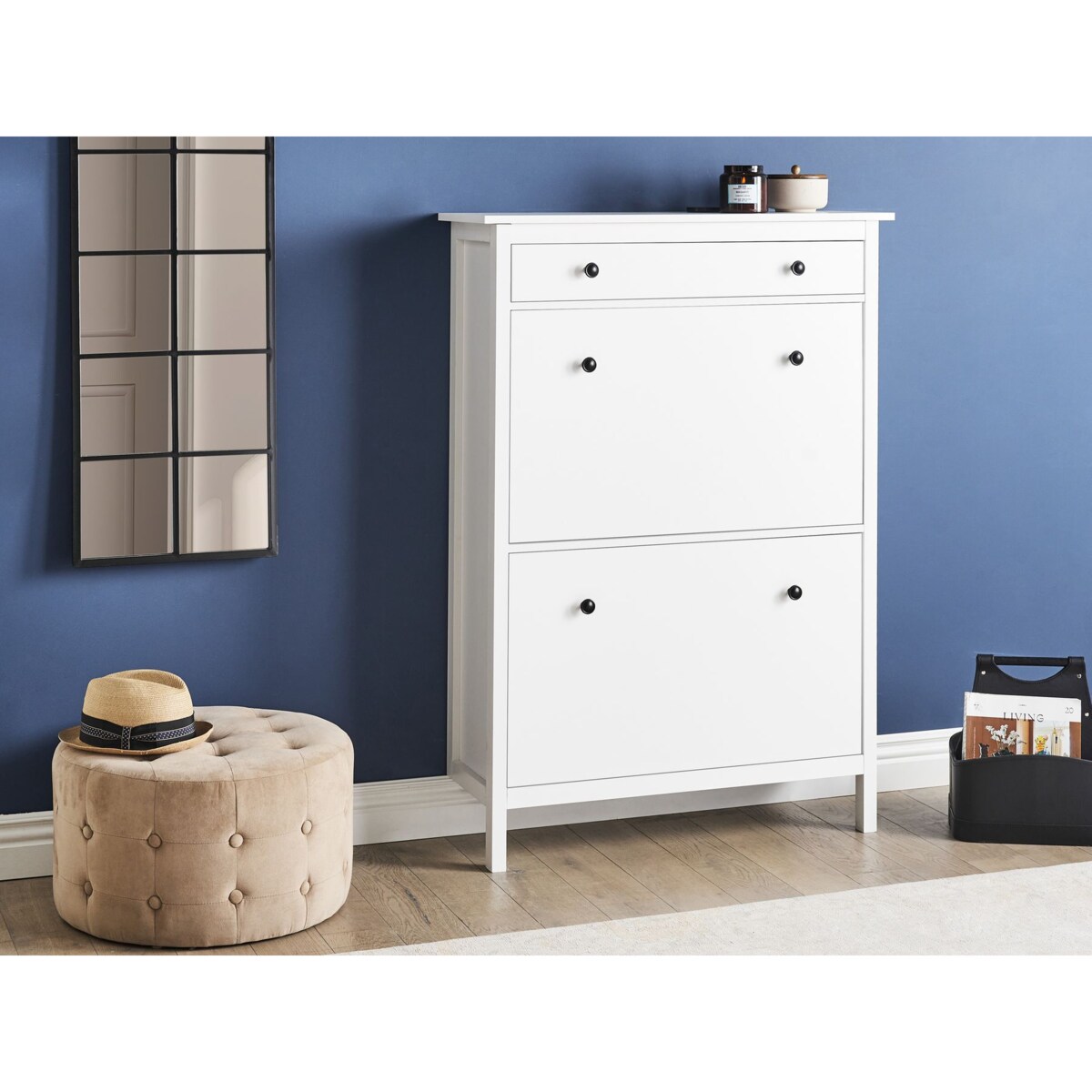 Szafka na buty 2 przegrody biała GIBSON