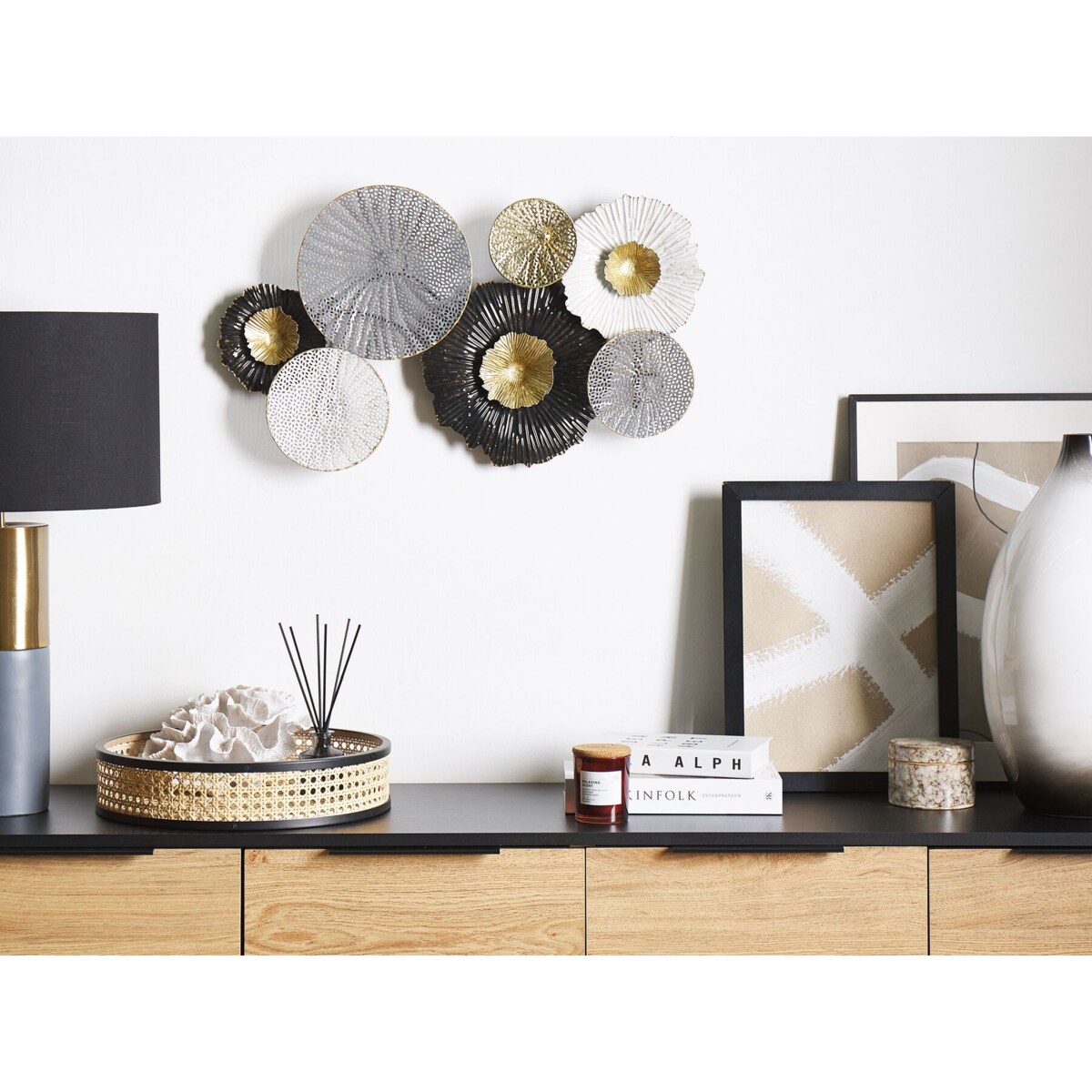 Dekoracja ścienna czarno-srebrna ZIRCONIUM