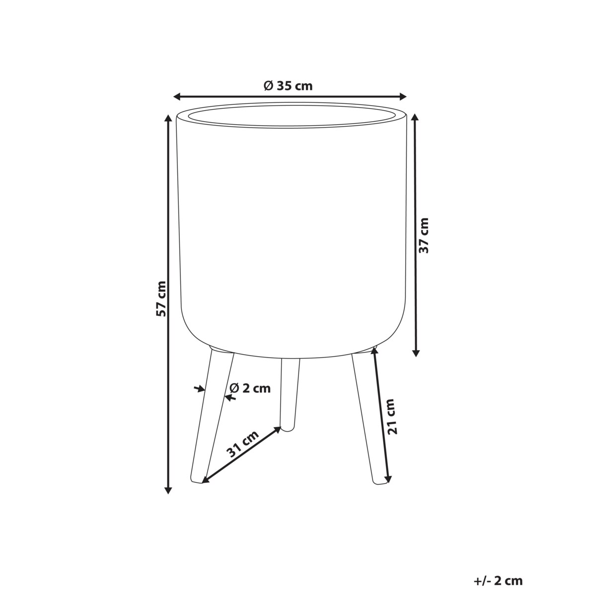 Doniczka na nóżkach 35 x 35 x 57 cm beżowa MACLURA