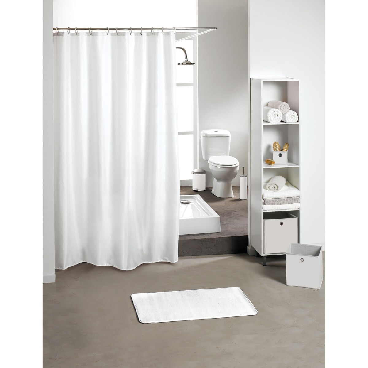 Zasłona prysznicowa VITAMINE SDB WHITE, 180 x 200 cm, biała