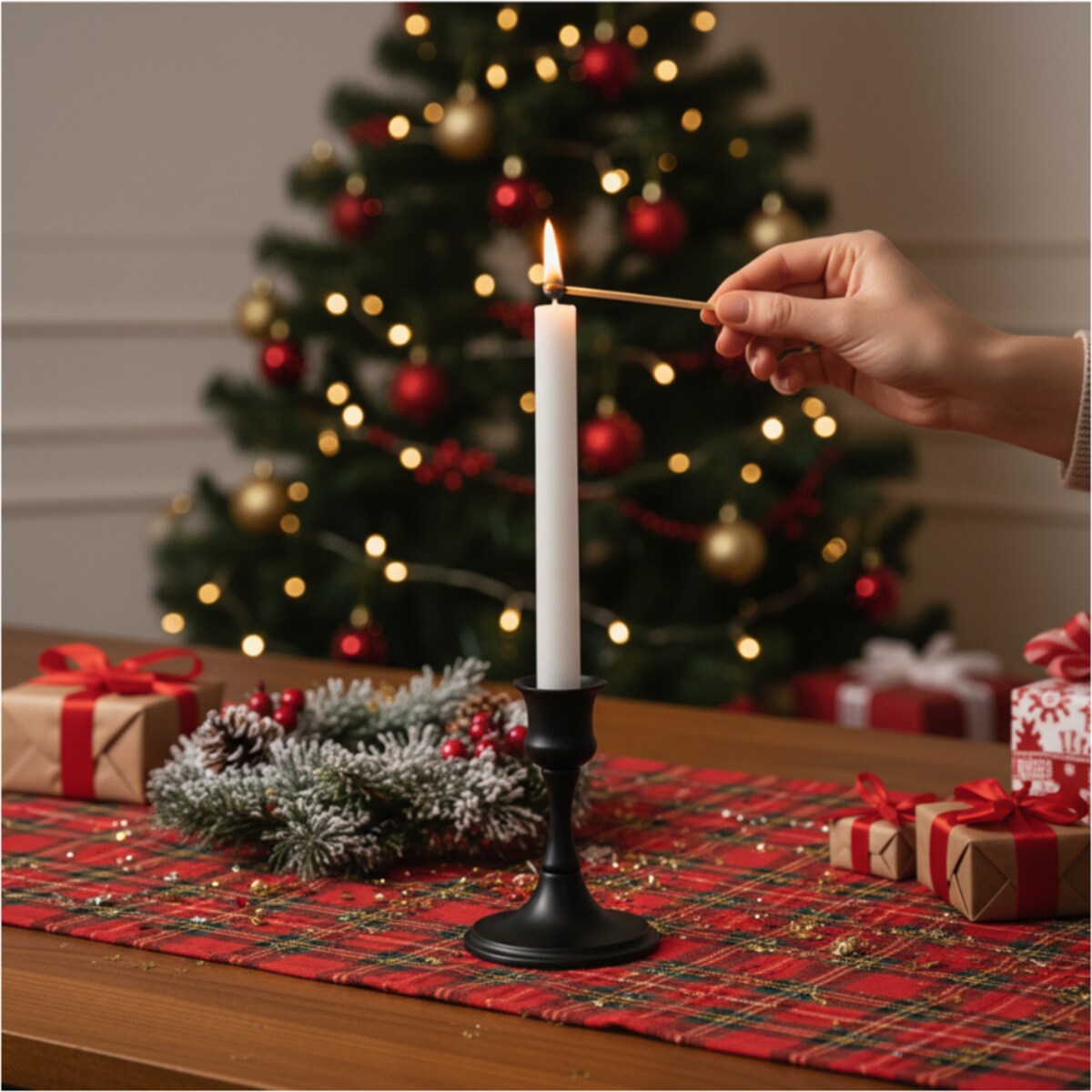 Świece Tradycyjne Proste Świąteczne Świeczki Do Kolacji Wigilijnej 2 Szt. Biała