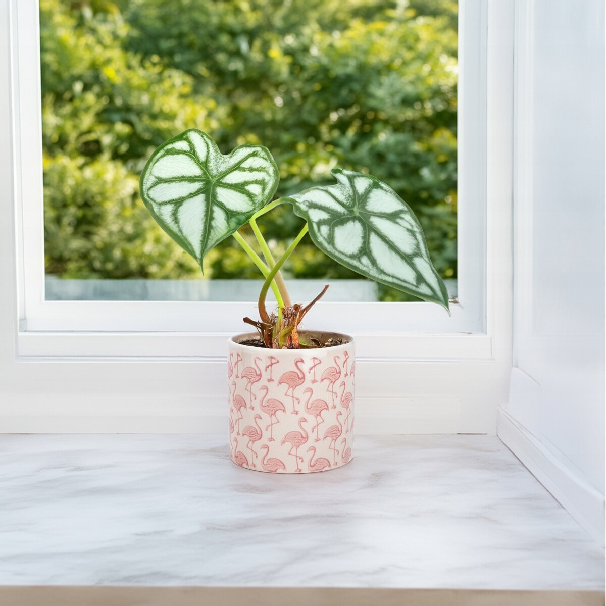 DONICZKA FLAMINGI CERAMICZNA BIAŁA 14CM FLAMING DO SALONU DOMU NA KWIATY