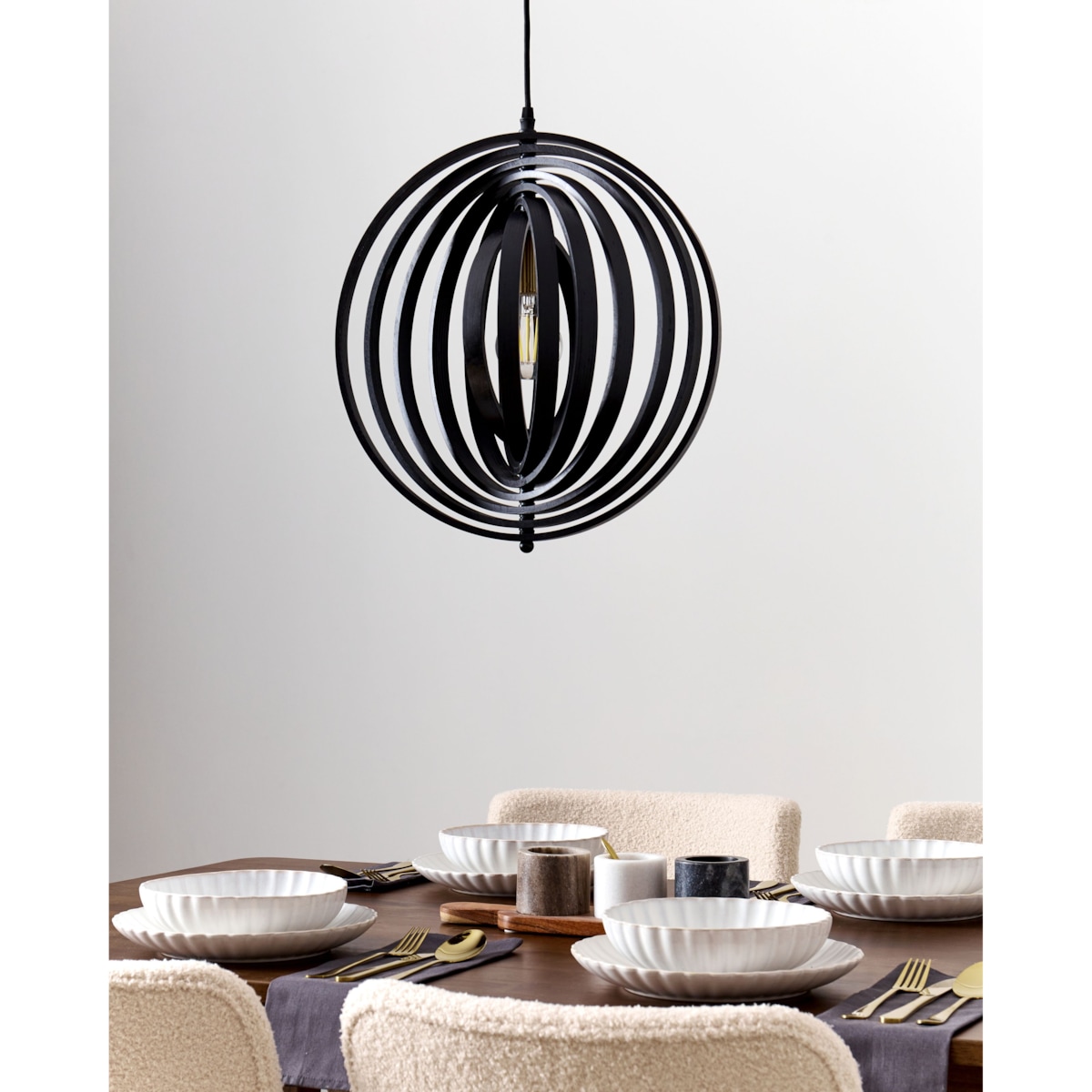 Lampa wisząca MURRELL Drewno topolowe Czarny
