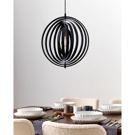 Lampa wisząca MURRELL Drewno topolowe Czarny