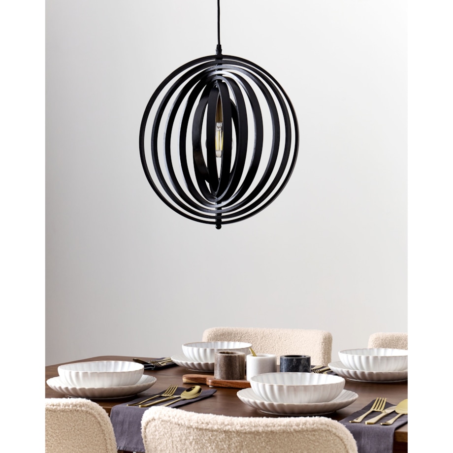 Lampa wisząca MURRELL Drewno topolowe Czarny