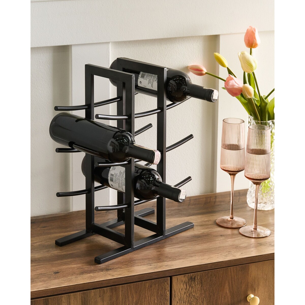 Stojak na wino MONAGHAN Czarny