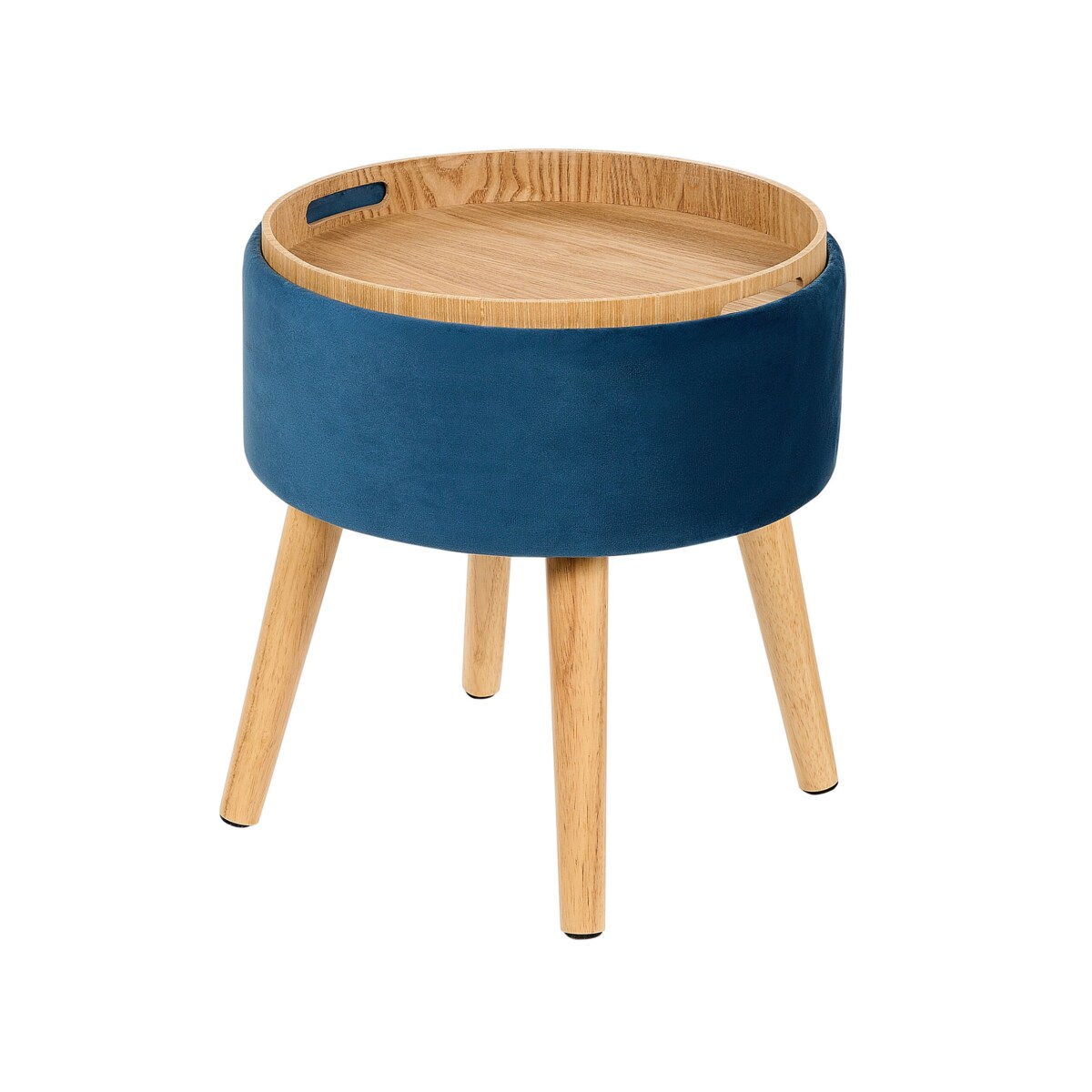 Stołek ze schowkiem welurowy niebieski NEELY