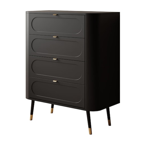 Komoda do sypialni 4S SHADOW z szufladami, czarna