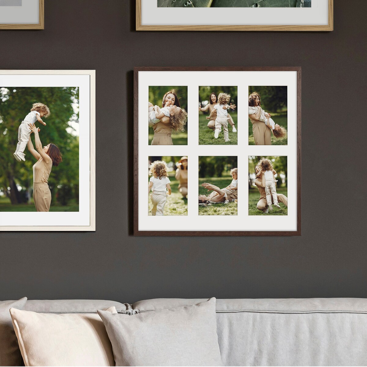 Ramka na zdjęcia 6x 10x15 cm brązowa galeria zdjęć multirama collage 40x40 cm FRAMAI