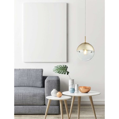 LAMPA wisząca VARUS 15855 Globo szklana OPRAWA zwis kula ball złota przezroczysta