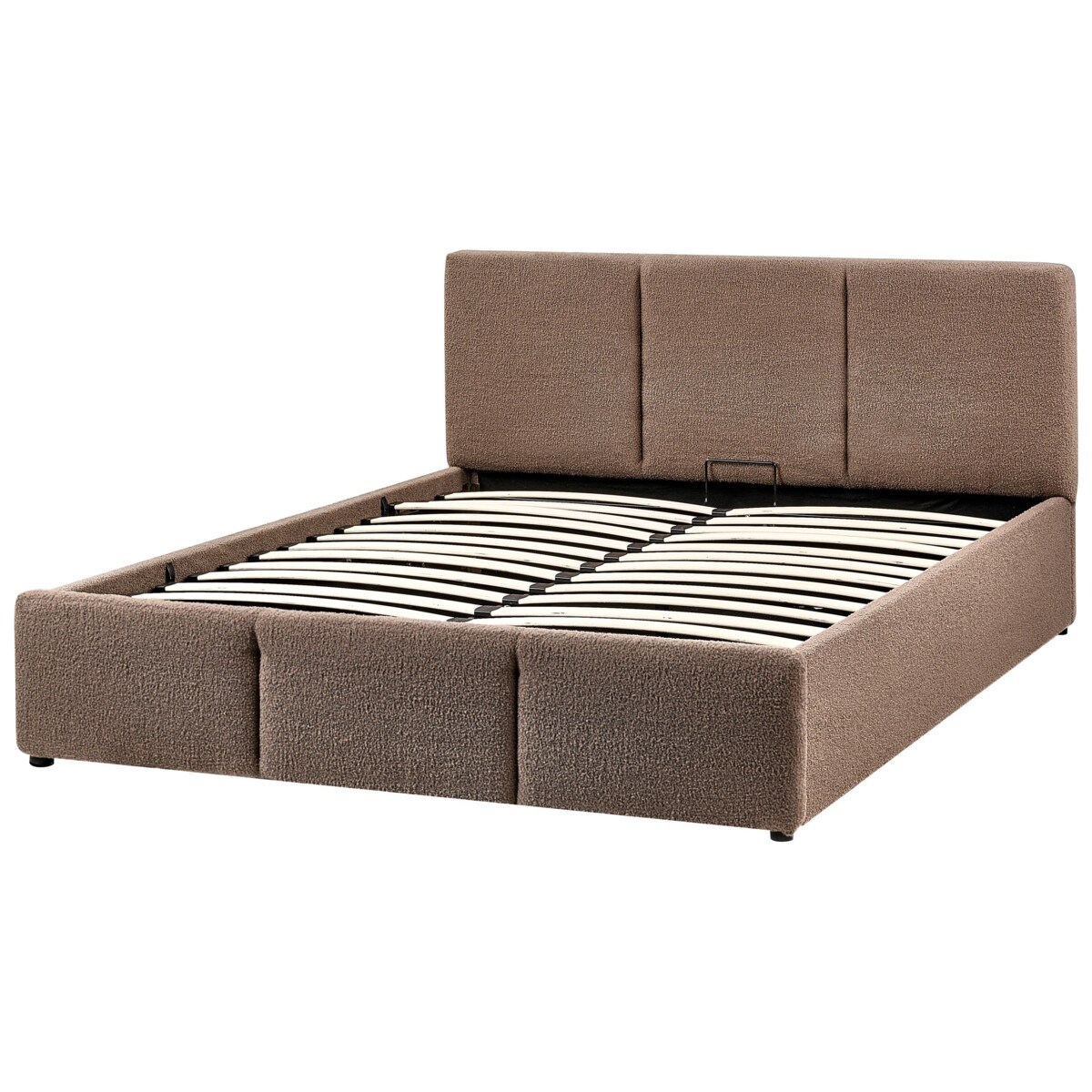 Łóżko z pojemnikiem Boucle BOUSSE 140 x 200 cm Beżowoszary