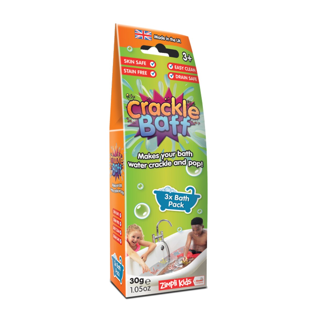 Strzelający proszek do kąpieli, Crackle Baff Colours, 3 użycia, 3 kolory, 3+, Zimpli Kids