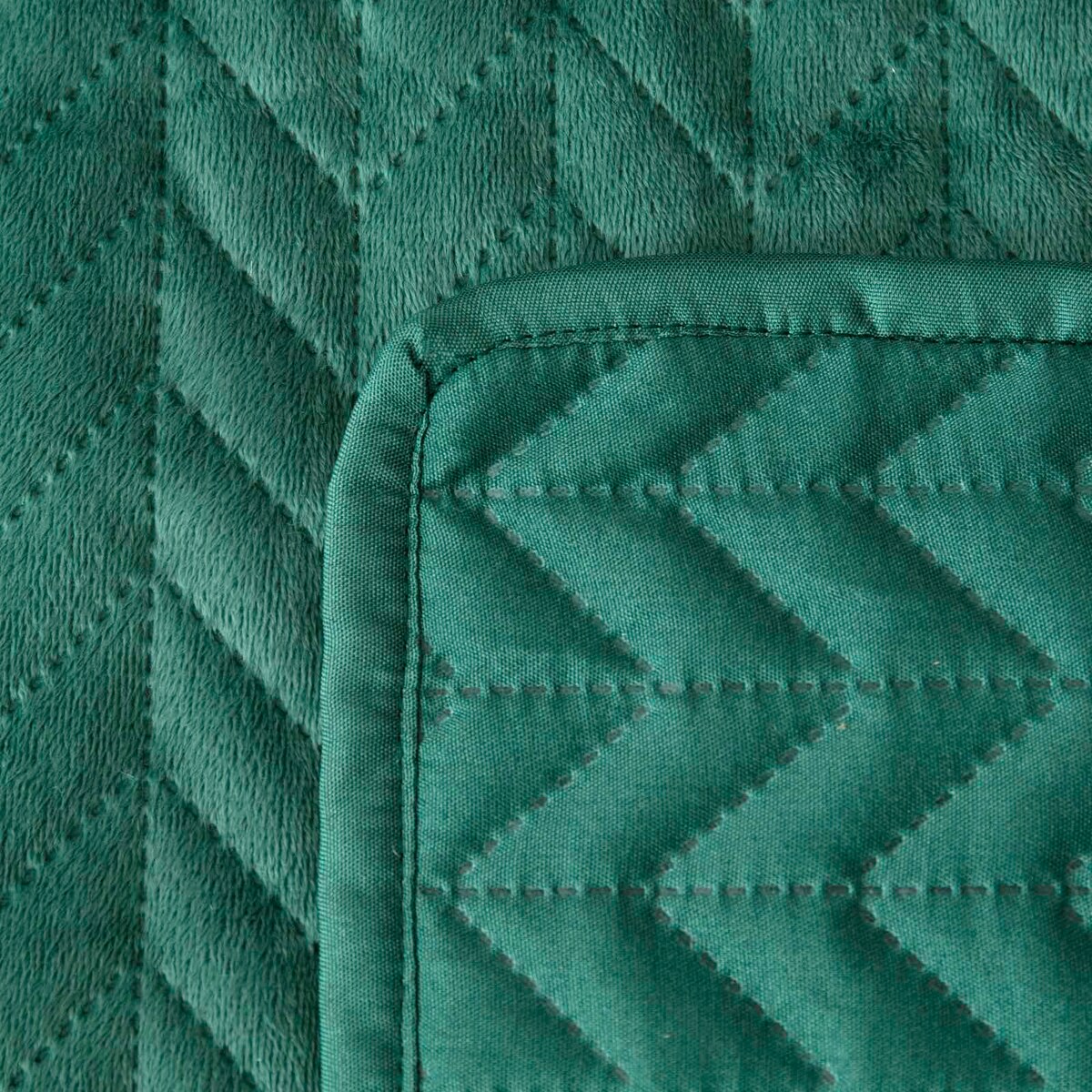 Butelkowa Zieleń Narzuta Pled na Łóżko Velvet Welur 240 x 220 miękka Welurowa