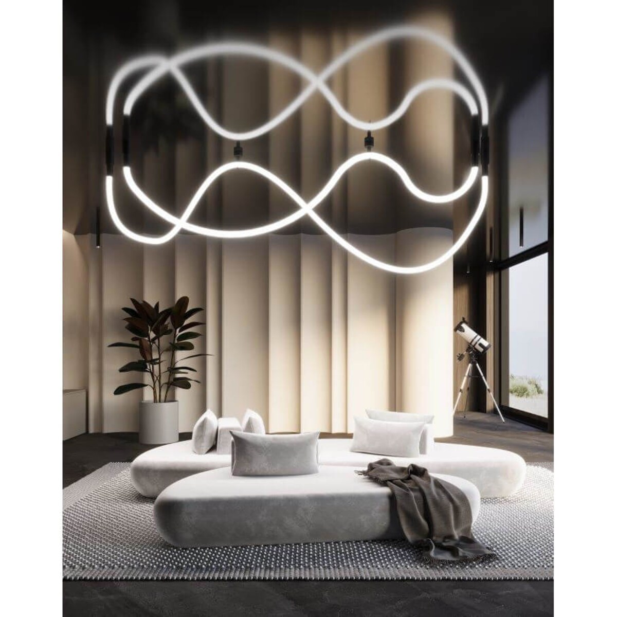 Lampa wisząca wąż świetlny Hebi 5058 Shilo LED 38W 3000K sypialniana czarny biały