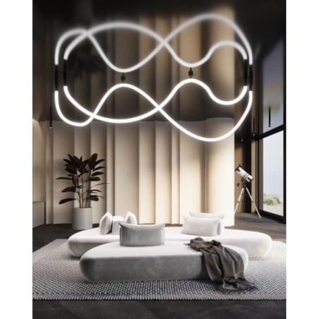 Lampa wisząca wąż świetlny Hebi 5058 Shilo LED 38W 3000K sypialniana czarny biały