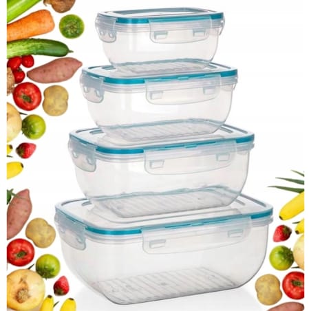 KOMPLET POJEMNIKI PLASTIKOWE na jedzenie żywność przechowywanie lodówki