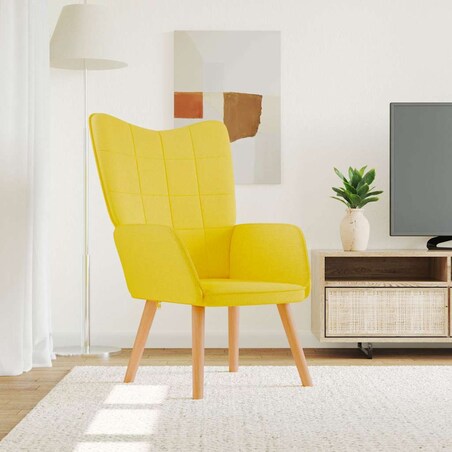 vidaXL Fotel, musztardowy, obity tkaniną