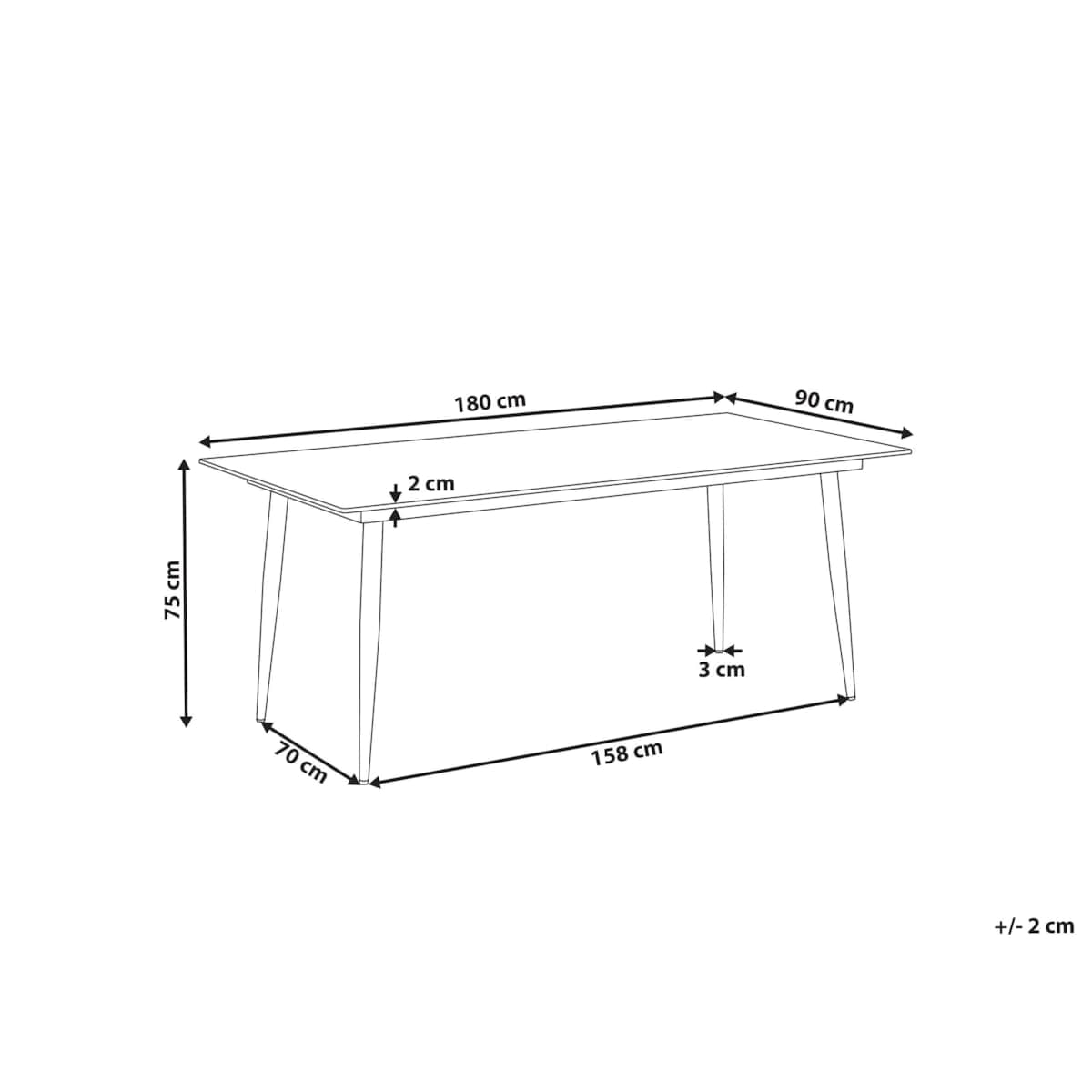 Stół ogrodowy TOLENTINO 180 cm 90 cm Imitacja kamienia Szary