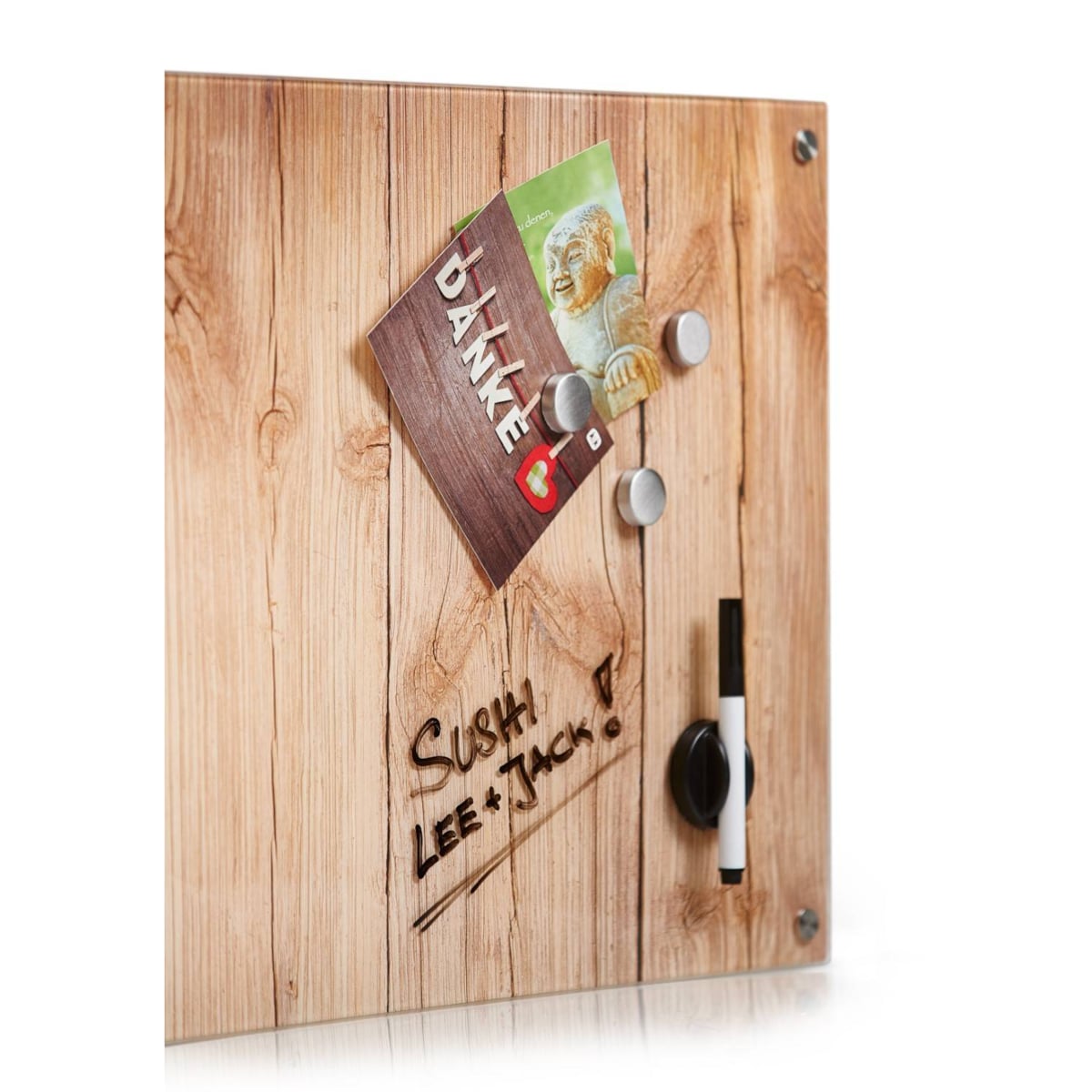 Szklana tablica magnetyczna WOOD + 3 magnesy, 60x40 cm, ZELLER