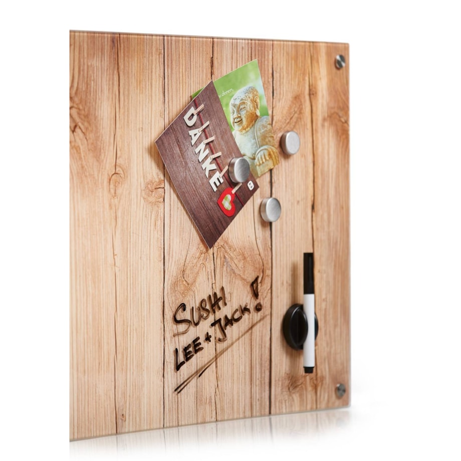 Szklana tablica magnetyczna WOOD + 3 magnesy, 60x40 cm, ZELLER