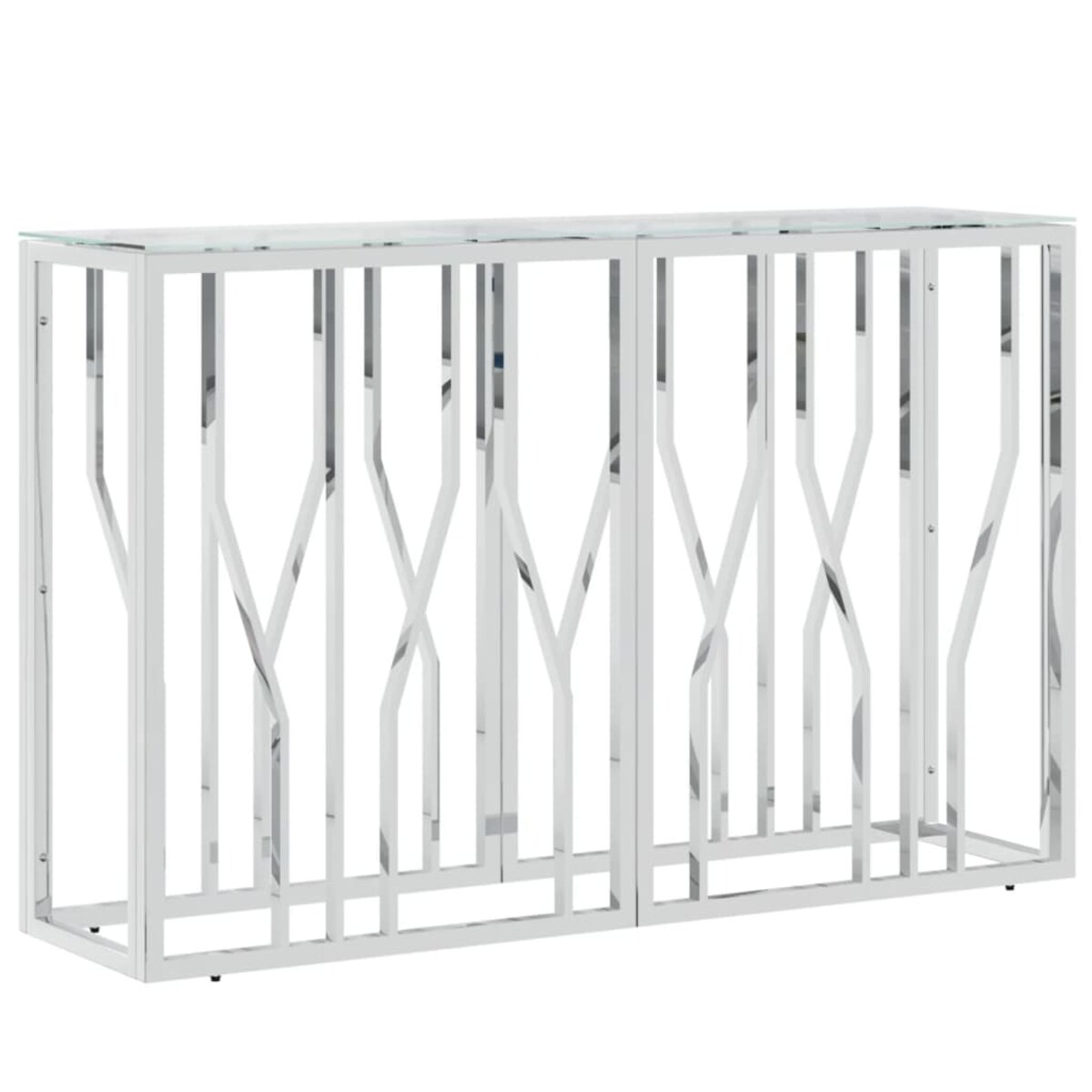 vidaXL Stolik konsolowy, 110x30x70 cm, stal nierdzewna i szkło