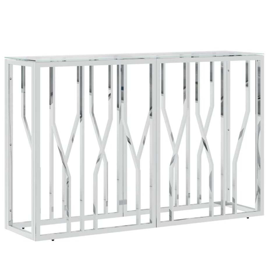 vidaXL Stolik konsolowy, 110x30x70 cm, stal nierdzewna i szkło