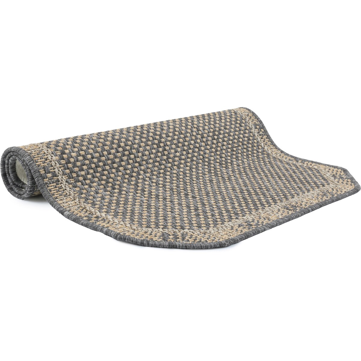 Chodnik płasko tkany Roma 68x114 cm Kratka Antracytowy